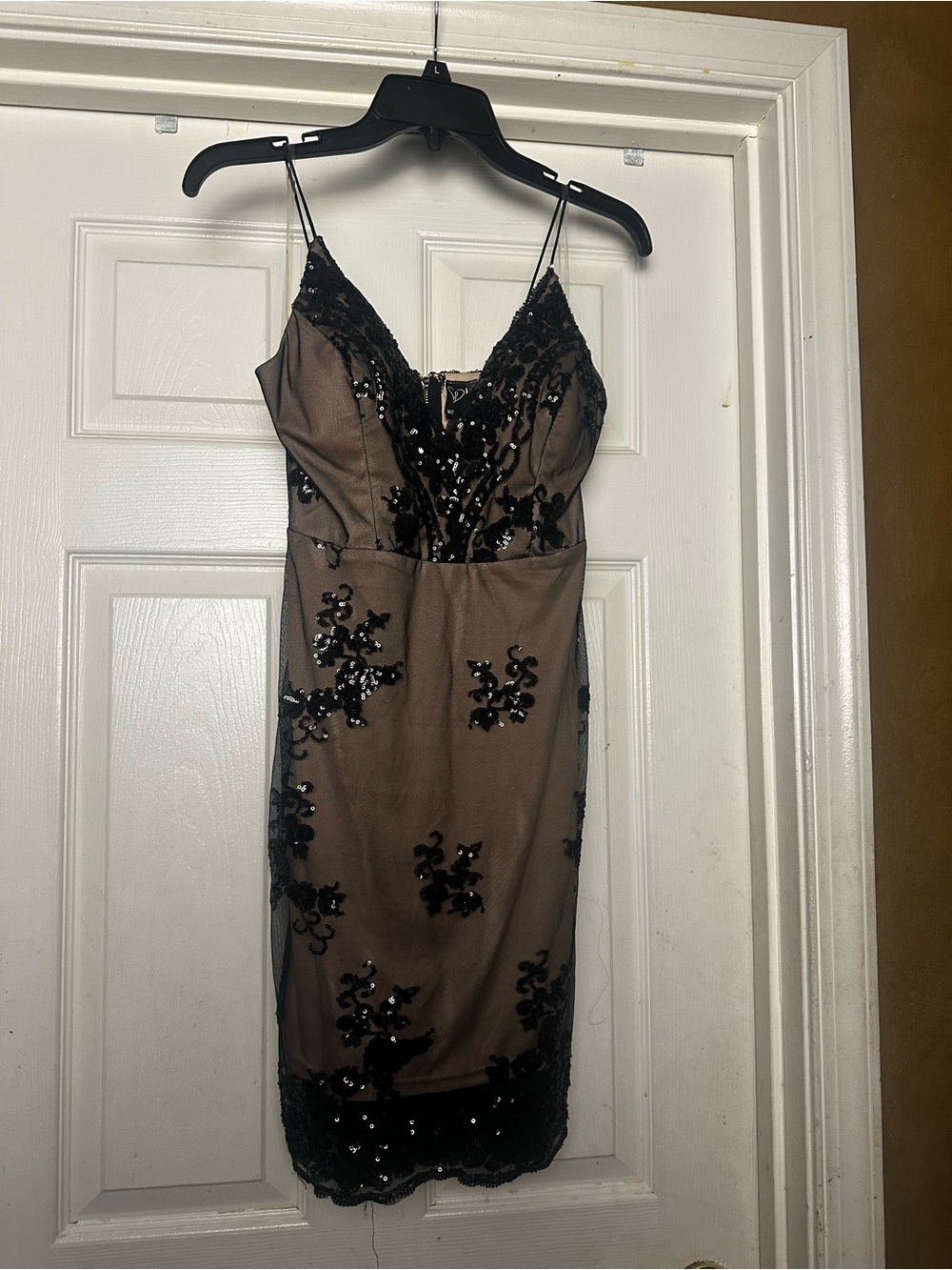 Windsor Black Sequin Floral Midi Slip Dress